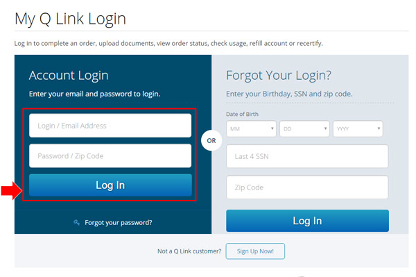 How to login in my Q Link